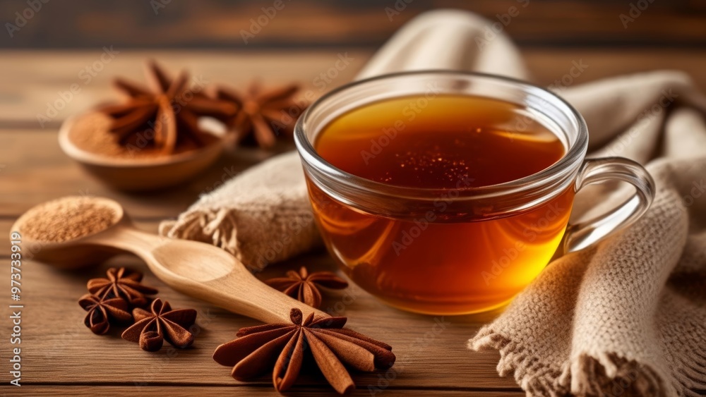 Warm and cozy A comforting cup of tea with cinnamon and honey Warm and cozy A comforting cup of tea with cinnamon and honey