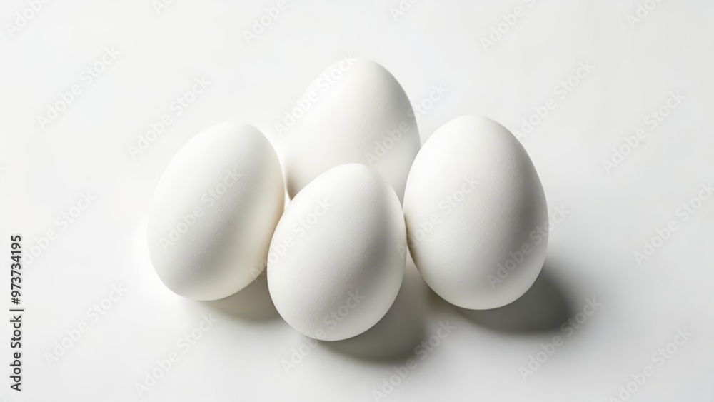 Five pristine white eggs perfect for a healthy start Five pristine white eggs perfect for a healthy start