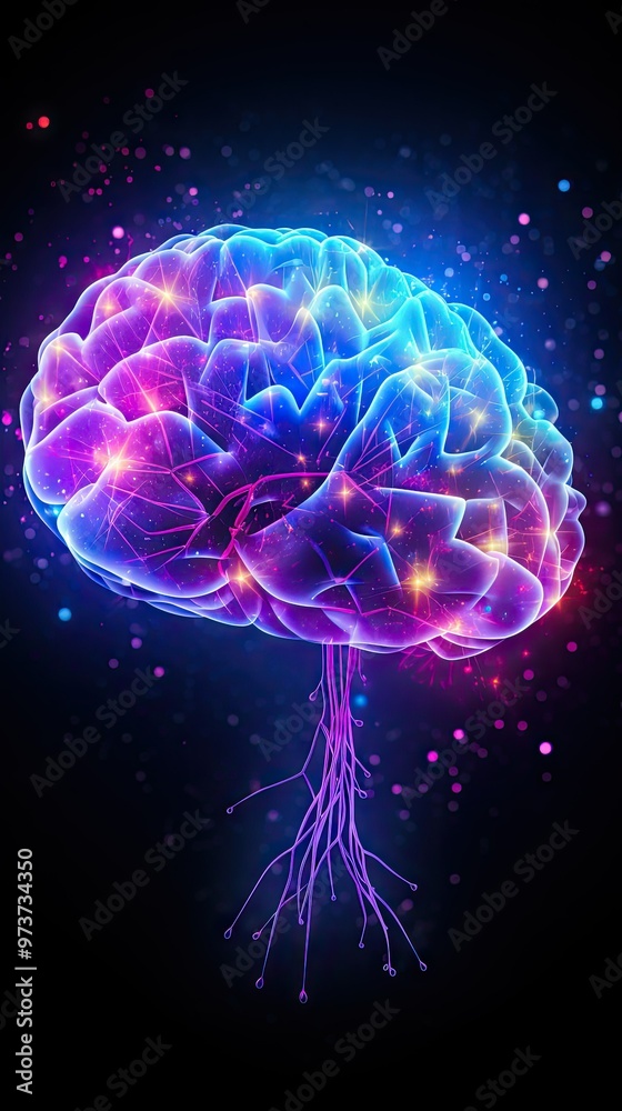 Glowing Brain Illustration Glowing Brain Illustration