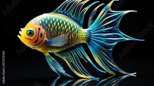 Colorful glass fish sculpture