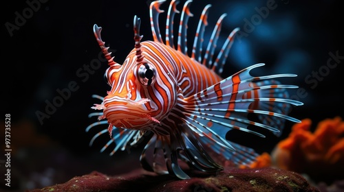 Striped lionfish in an aquarium