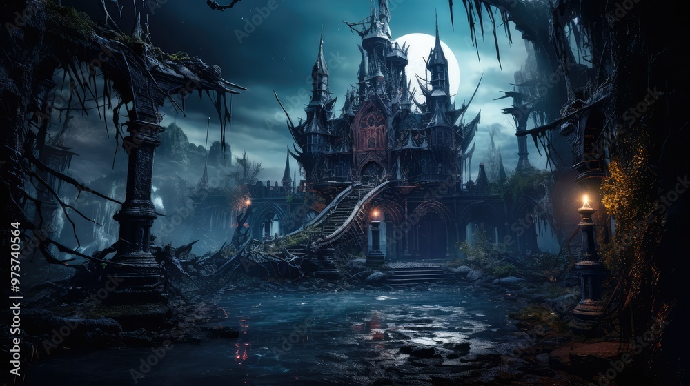 A dark and mysterious castle A dark and mysterious castle