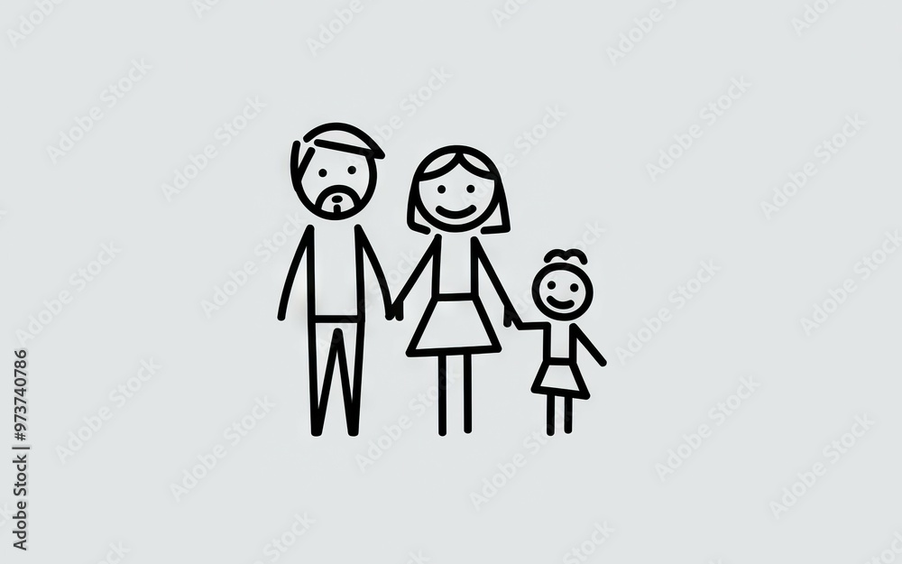 Family stick figure. Stick figure family of three Family stick figure. Stick figure family of three
