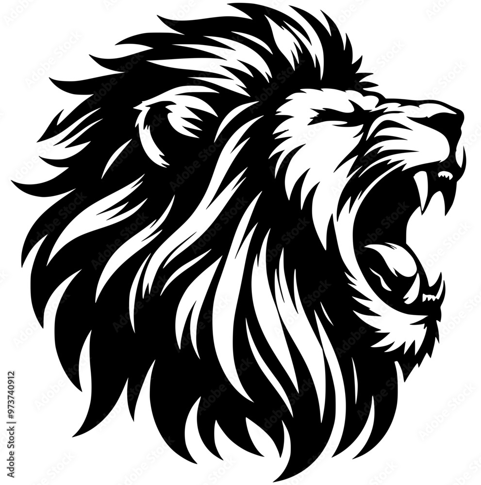 Silhouette of a lion roar Silhouette of a lion roar