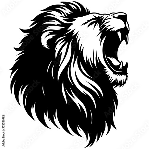 Silhouette of a lion roar