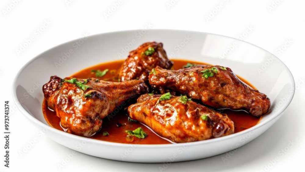 Deliciously saucy chicken drumsticks ready to be savored Deliciously saucy chicken drumsticks ready to be savored