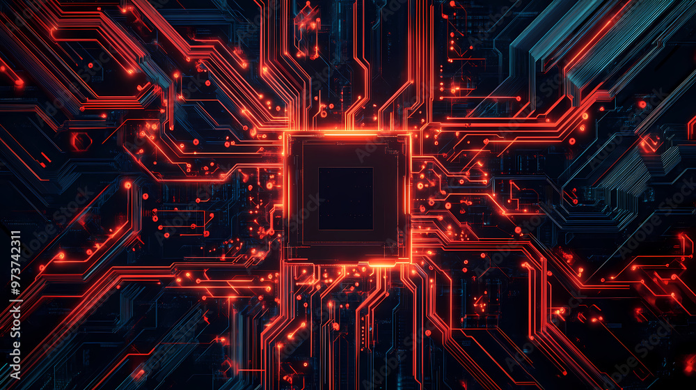 Abstract quantum computing circuit with futuristic design. Quantum Computer. Illustration Abstract quantum computing circuit with futuristic design. Quantum Computer. Illustration