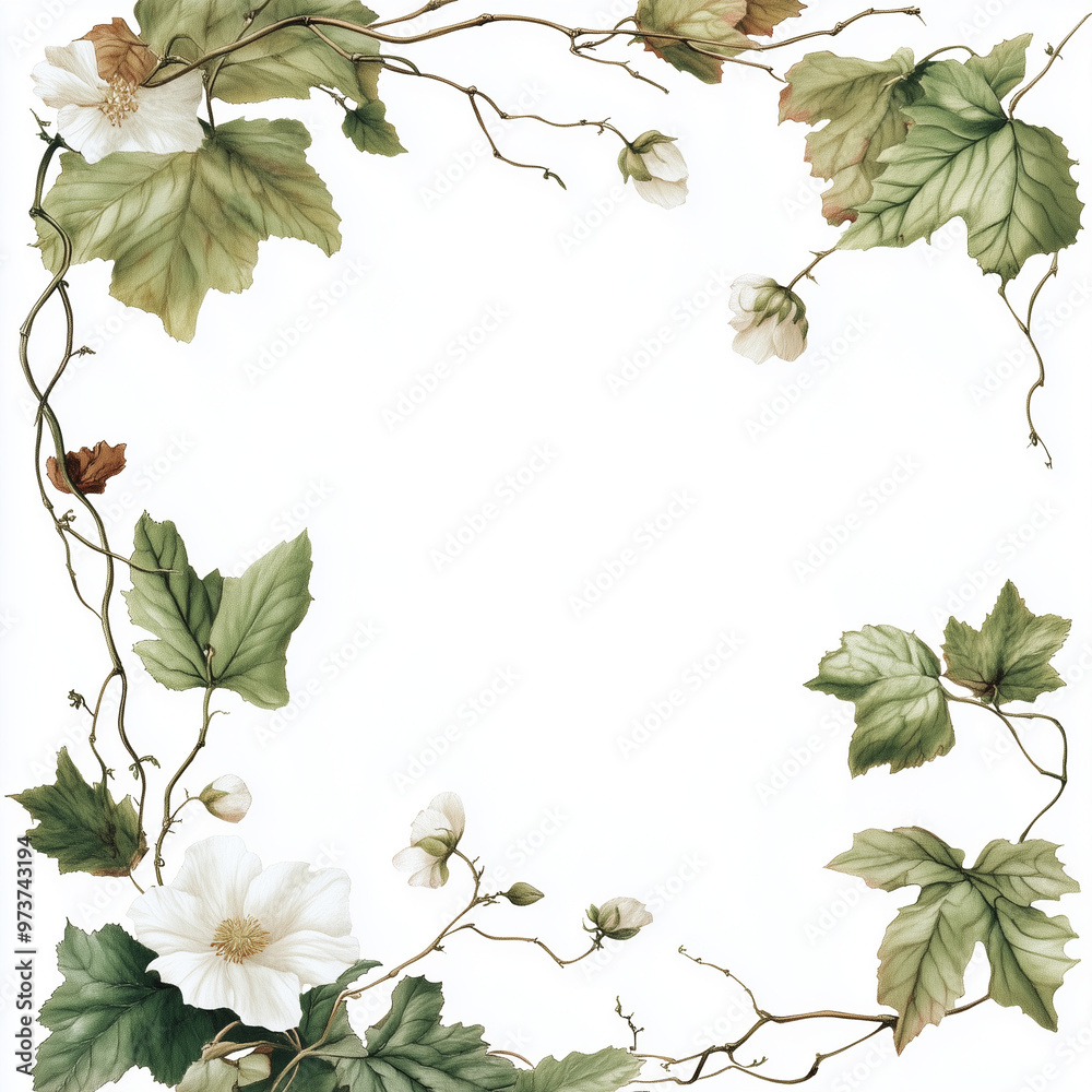 Naklejka premium Autumn's Embrace: A Watercolor Frame of Falling Leaves 