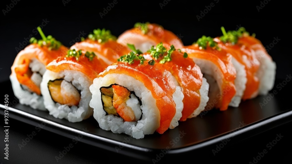 Delicious sushi rolls ready to be savored Delicious sushi rolls ready to be savored