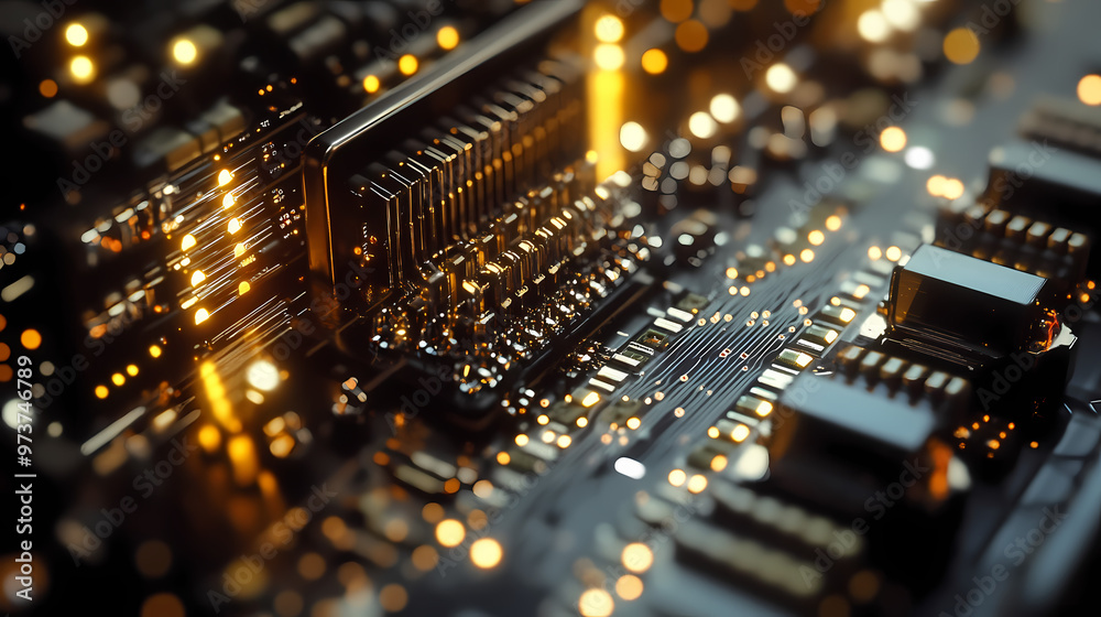 A close-up of a quantum computer with intricate circuits. Quantum Computer. Illustration A close-up of a quantum computer with intricate circuits. Quantum Computer. Illustration