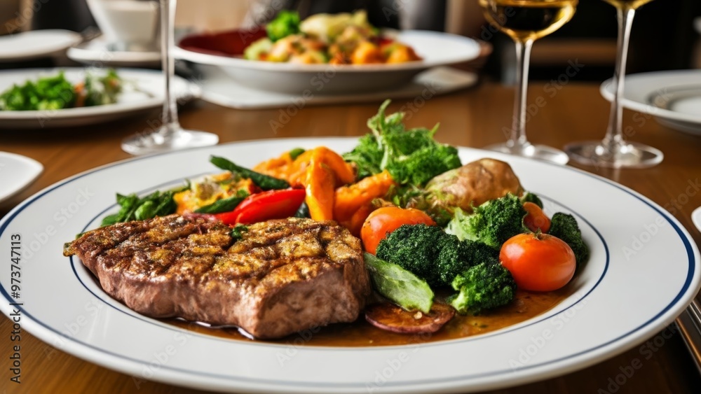 Delicious meal served on a white plate Delicious meal served on a white plate