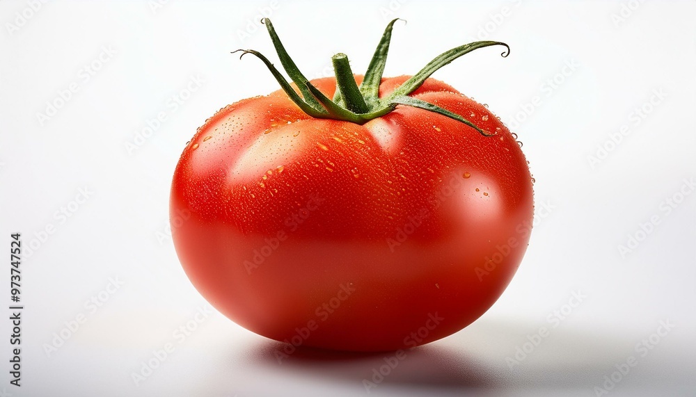 A juicy ripe tomato on a white background. A juicy ripe tomato on a white background.