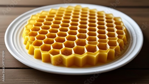  Beehiveshaped honeycomb on a plate photo