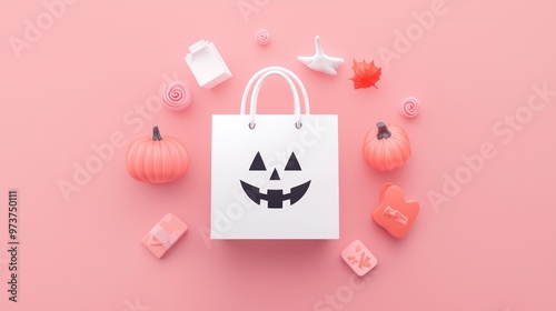 Online Shopping for Trick-or-Treat Bags - Flat Design Interface with Spooky Halloween Themes.