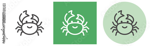 カニ、食物アレルギー 特定原材料｜ライン・アイコン　[線の編集可能]