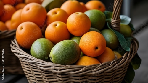  Fresh citrus bounty in a woven basket