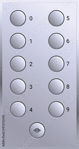 Elevator control panel made of brushed metal, featuring illuminated buttons with braille and numbers for selecting floors