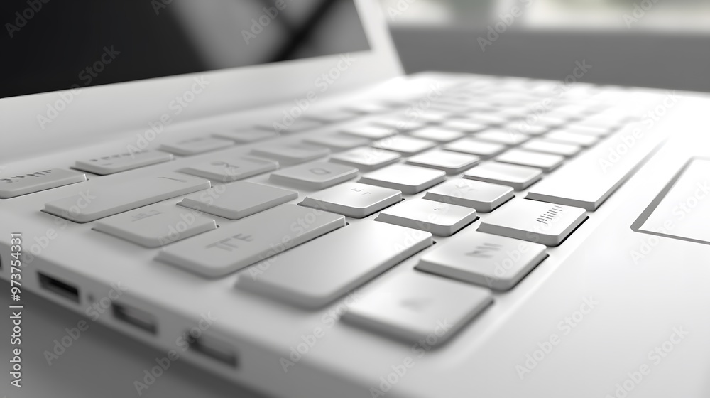 Close-up of a White Laptop Keyboard with Enter Key in Focus Close-up of a White Laptop Keyboard with Enter Key in Focus