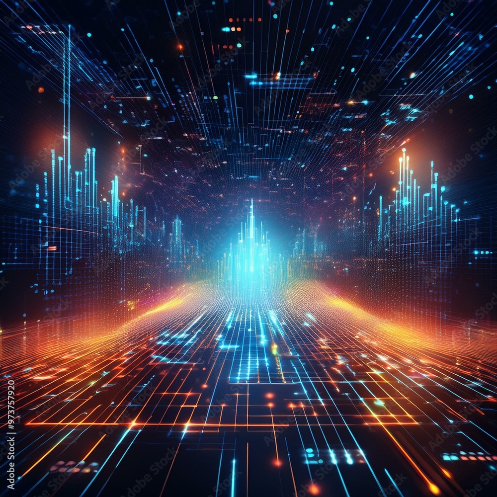 Obraz premium Futuristic holographic data pulses within a global AI network, safeguarding against looming cybersecurity threats as advanced artificial intelligence defends the digital realm.