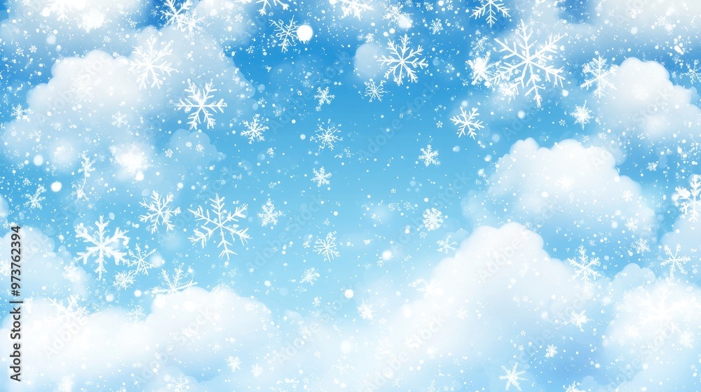 Winter Wonderland Background  Snowflakes and Clouds
