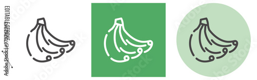 バナナ、食物アレルギー 特定原材料｜ライン・アイコン　[線の編集可能]