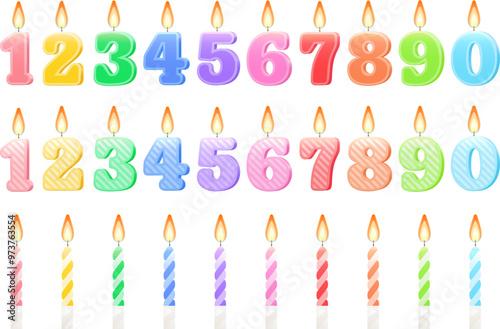 Vector set of numbered anniversary cake candles