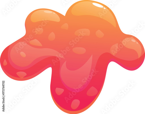 Cartoon illustration of red slime splashing downwards