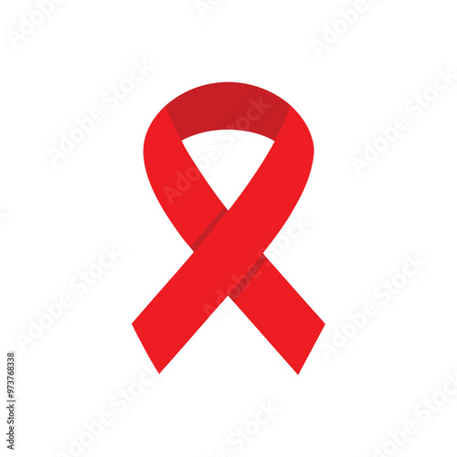 simple red awareness ribbon vector illustration. world aids day campaign.