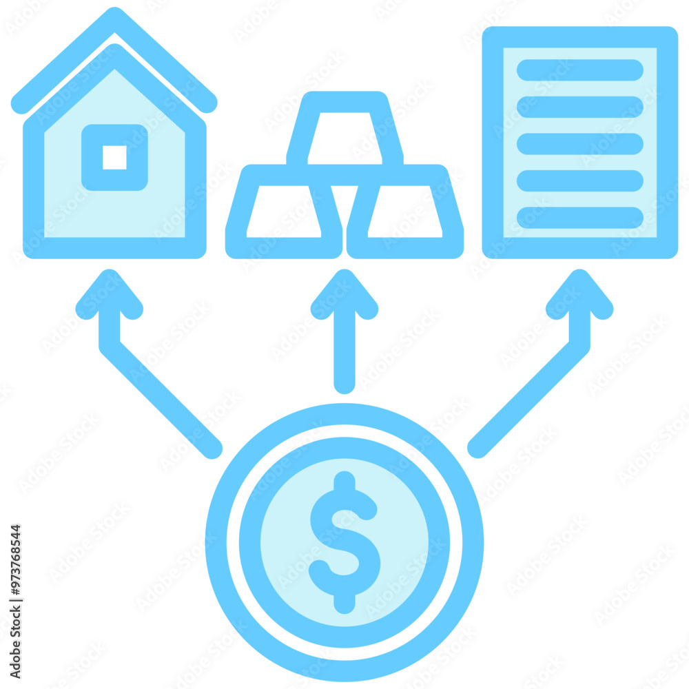Diversification dual tone blue color icon. related to education, business, economy, financial theme. best for UI, UX, app and web development. Diversification dual tone blue color icon. related to education, business, economy, financial theme. best for UI, UX, app and web development.