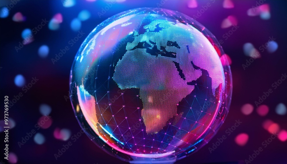 A stunning digital globe embodies global connectivity, showcasing high-speed data transfer and the intricate web of networks uniting our world in the digital age. A stunning digital globe embodies global connectivity, showcasing high-speed data transfer and the intricate web of networks uniting our world in the digital age.