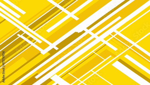 Modern abstract geometric background featuring yellow and white lines and shapes