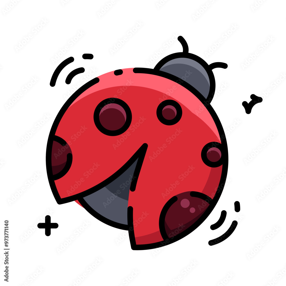 Obraz premium Cute Ladybug Icon in Flat Color Style for Nature and Spring Season Design