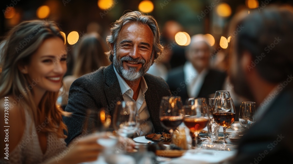 A joyful gathering at a dinner table with drinks and laughter. A joyful gathering at a dinner table with drinks and laughter.