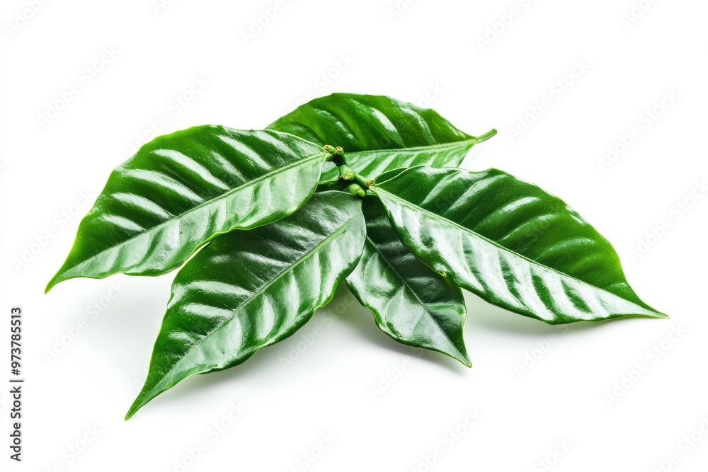Green coffee leaves isolated on a white background, ai Green coffee leaves isolated on a white background, ai