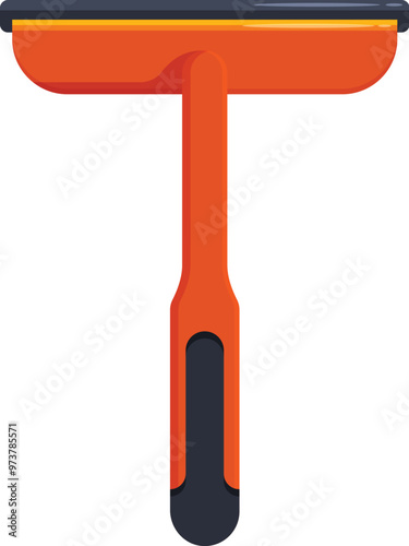 Orange squeegee for cleaning windows and shower cabins is isolated on white background, cleaning service concept