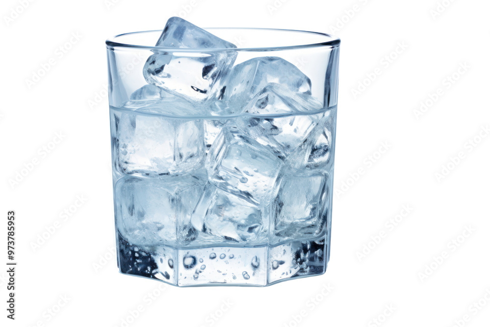 Glass filled with crushed ice overflowing on table, isolated on white background. Glass filled with crushed ice overflowing on table, isolated on white background.