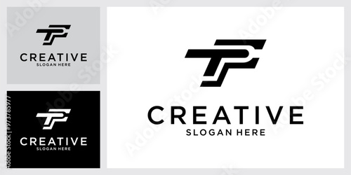 TP or PT initial letter logo design vector