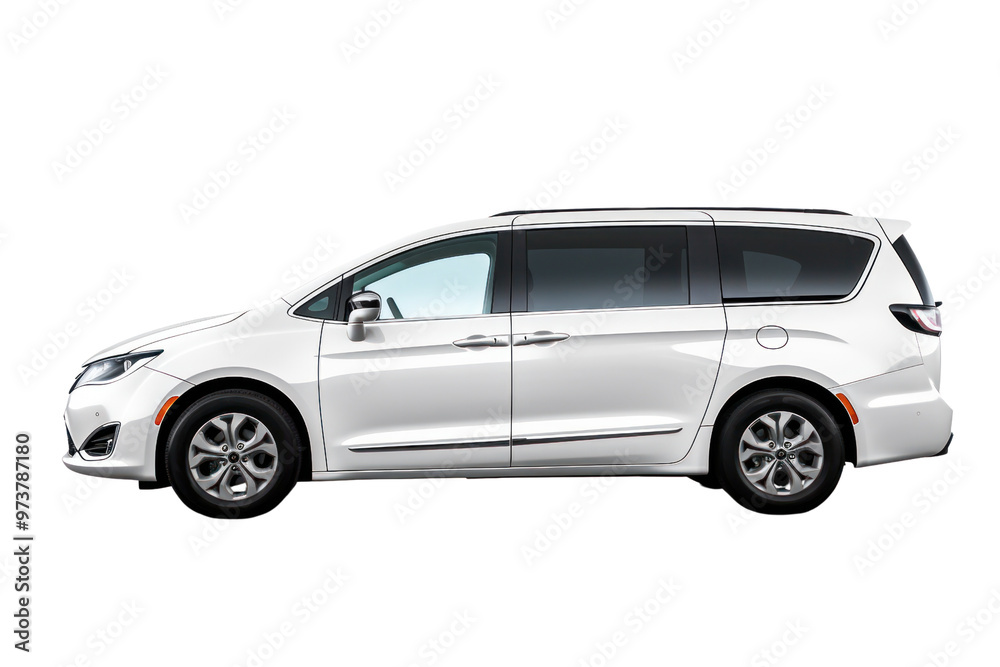 Electric family van parked at charging station and realistic isolated on white background. Electric family van parked at charging station and realistic isolated on white background.