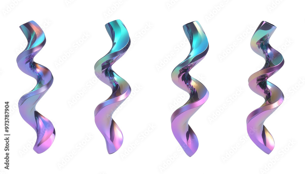 set of silver blue pink gradient spiral fluid holographic Iridescent 3d render icon isolated on transparent background cutout set of silver blue pink gradient spiral fluid holographic Iridescent 3d render icon isolated on transparent background cutout