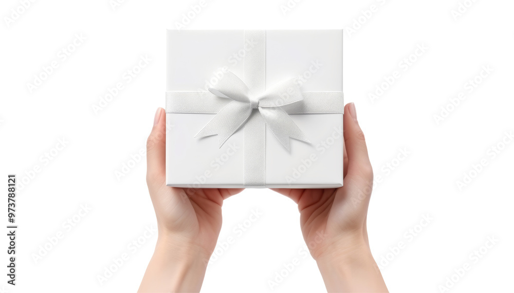 hand holding a white gift box
