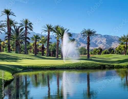 Water feature on a golf course in Palm Desert.
 photo