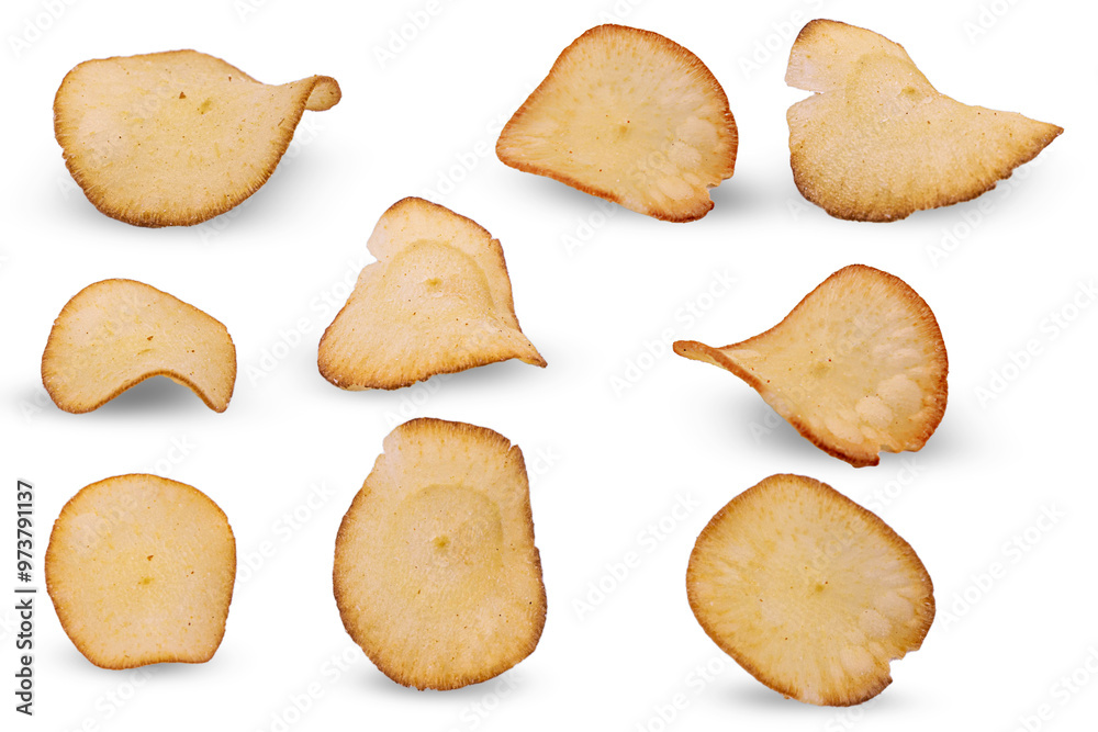 Cassava chip, keripik singkong, indonesian chip on transparent background Cassava chip, keripik singkong, indonesian chip on transparent background