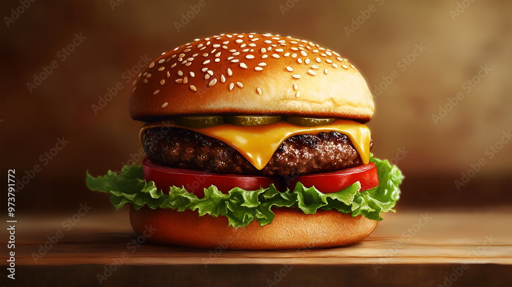 Hamburger on a table with light background Hamburger on a table with light background