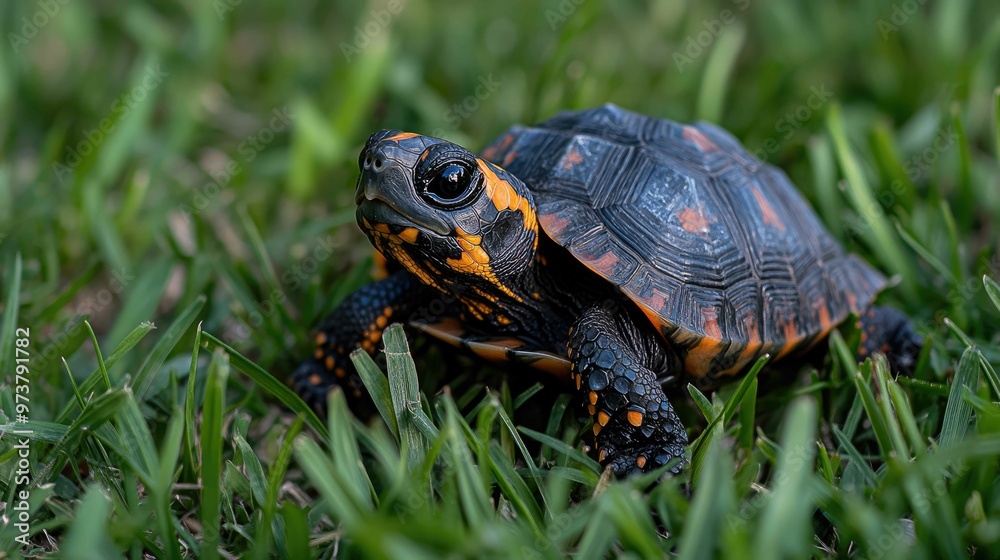 Curious Pet Turtle Roaming Garden - Detailed Ground Exploration Curious Pet Turtle Roaming Garden - Detailed Ground Exploration
