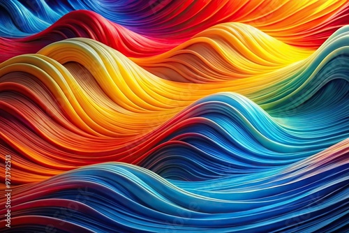 Colorful multi colored wave pattern reflected in blue red yellow and orange colors photo