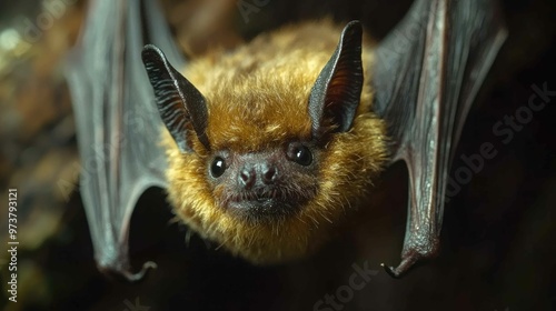 Spooky Close-Up of Bat Hanging Upside Down Captured 