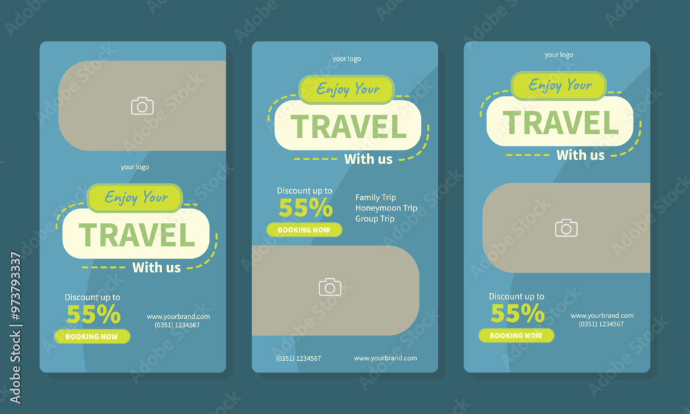 Obraz premium social media story or reels template for travel holiday tourism marketing and sale promo. tour advertising. banner offer.&nbsp;