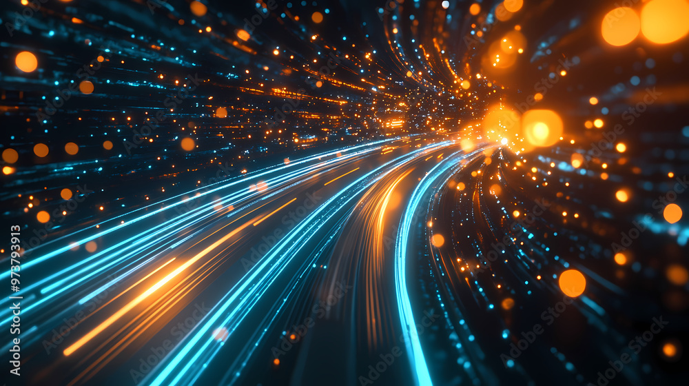 Obraz premium Future data stream in high-speed city