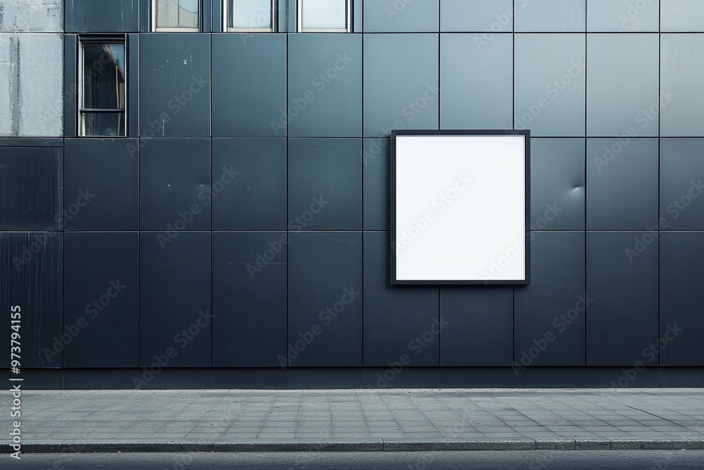 Signboard poster mockup on a facade of the building, blank space to display your advertising or branding campaign , ai Signboard poster mockup on a facade of the building, blank space to display your advertising or branding campaign , ai