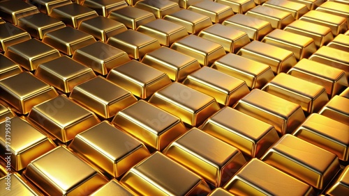 Background of stacked gold bars in rows, gold bars, wealth, finance, , riches, luxury, investment, bullion